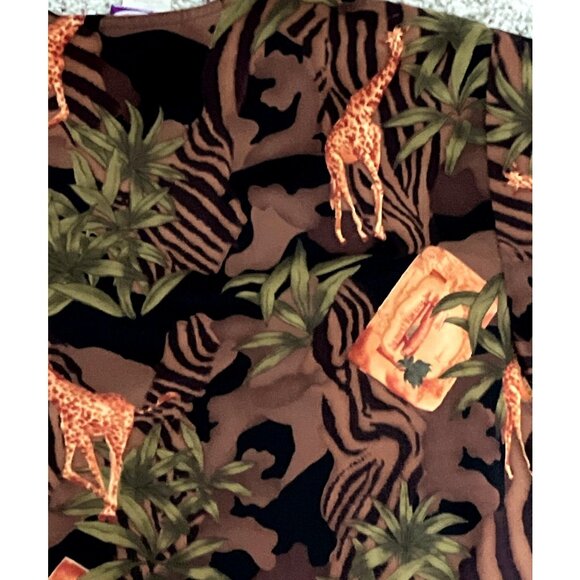 Silky Scrubs V-Neck Jungle Safari Giraffe Print Scrub Top M - Picture 8 of 8